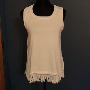 NWT Sail to Sable white sleeveless fringe top.
